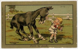 Humor - Umoristica - Bambino Con Cavallo - Don't Be Greedy - Formato Piccolo Non Viggiata - Tarjetas Humorísticas