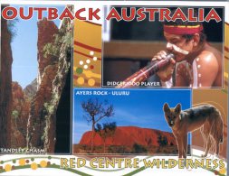(467) Australia - Outback Australia - Dingo And Aborigine Men Playing Didgeridoo - Outback