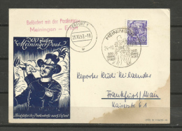 TOP!! DDR * MEININGEN - ERFURT * BEFÖRDERT MIT DER POSTKUTSCHE * SONDERSTEMPEL 1953 **!! - Máquinas Franqueo (EMA)