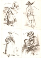 LOT 4 CPSM 10X15   Bonne Année . FOLKLORE . COSTUMES BRETONS  Illust MATEJA - Vestuarios