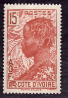 COTE D'IVOIRE   1936-38  -  Y&T  114    - Femme Baoule 15c  -  NEUF** - Unused Stamps