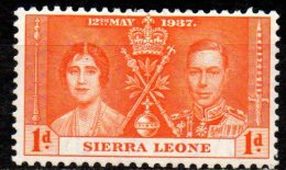 SIERRA LEONE 1937 Coronation - 1d. - Orange  MH - Sierra Leone (...-1960)