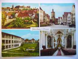 Günzburg/Donau Vierbildkarte Panorama Platz Kirche - Interieur, Four Pics 1970s Used Stamp - Guenzburg