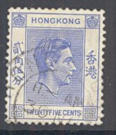 HONG KONG, 1938 25c Blue Very Fine Used - Usati