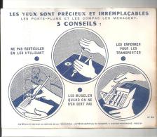 Buvard Les Yeux Sont Précieux Et Irremplaçables (3 Conseils) De La S.S. Des Années 1960 - Produits Pharmaceutiques