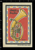 Poster Stamp -  Matchbox Label -  Music Tuba  Brass Instrument - Matchbox Labels