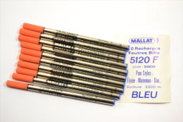 Lot 10 Recharges Feutres Bille 5120 F Code 20630 Pour Stylos Elysée Waterman Dior 2500m Bleu - Pens