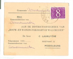 DIENSTKAART * GELOPEN IN 1963 Van ARNEMUIDEN Naar MIDDELBURG WALCHEREN (7895b) - Covers & Documents