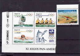 BRAZIL 1991, PAN AMERICAN GAMES AND OLYMPICS BLOCK**,mint+BRAZIL 1991-C.08 Mint,Gliding Championships - Unused Stamps