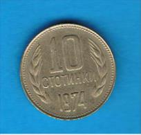 BULGARIA - 10 Stotinki  1974    KM87 - Bulgarie