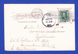 POST CARD -- CACHET PARFAIT -  PITSBURG - JUL.25.1907    - 2 SCANS - Storia Postale