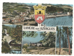 Lamure-sur-Azergues (69) : 5 Vues Avec Blason Dont Vue Intérieure De La Piscine En 1967 (animé)  GF. - Lamure Sur Azergues