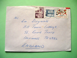 Sweden 1983 Cover To England - Ship - Lace Maker Woman - Gnomes Carrying Christmas Gifts - Lettres & Documents