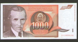 YUGOSLAVIA 1000 DINARA 1990 SERIJA ZA  ZAMENSKA SERIA  REPLACEMENT NOTE  UNC - Joegoslavië