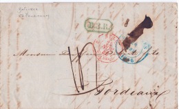 BELGIQUE - LETTRE DE BRUXELLES BORDEAUX CACHET VALENCIENNE 1846 - 1830-1849 (Belgique Indépendante)