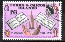 TURKS & CAICOS IS 1968 Human Rights Year. -1s.6d Human Rights Emblem And Charter  FU - Turks E Caicos