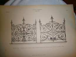 PLANCHE L ART ET L INDUSTRIE  GRILLE EN FER FORGE  ANNEE 1886 - Other Plans