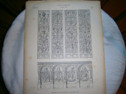 PLANCHE L ART ET L INDUSTRIE  SCULTURES EN BOIS DE L ABBAYE DE ST DENIS ANNEE 1882 - Andere Plannen