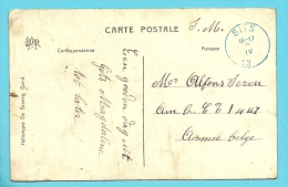 Kaart (Furnes) Met Blauwe Stempel GITS (19 Links) (noodstempel) - Fortune (1919)