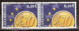 Timbre Luxmbourg Y&T N°1498x2 (1) Oblitéré. Paire. Cote 0.50 € - Gebruikt