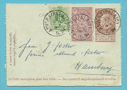 45+69 Op Kaartbrief Met Stempel ANVERS (PALAIS) Naar HAMBURG (Duitsland) (Mixte Frankeering !!) - 1894-1896 Esposizioni