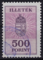 1991 Hungary - Revenue, Tax Stamp - 500 Ft - Used - Revenue Stamps