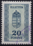 1991 Hungary - Revenue, Tax Stamp - 20 Ft - Used - Fiscali