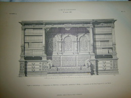 PLANCHE L ART ET L INDUSTRIE SOPHA ET BIBLIOTHEQUE  ANNEE 1886 - Andere Pläne