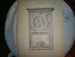 PLANCHE L ART ET L INDUSTRIE MONUMENT FUNEBRE AVEC EPITAPHE  ANNEE 1886 - Otros Planes