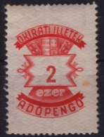 1945 Hungary - Revenue, Tax Stamp - 2000 AP - Fiscaux