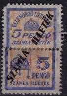 1945 Hungary - FISCAL BILL Tax - Revenue Stamp - 5P - Used - Revenue Stamps
