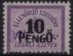 1945 Hungary - FISCAL BILL Tax - Revenue Stamp - 10P / 10f Overprint - Used - Revenue Stamps