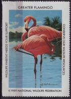 FLAMINGO / BIRD - National Wildlife Federation NWF - 1989 USA - LABEL / CINDERELLA - Flamingo