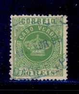 ! ! Cabo Verde - 1877 Crown 50 R - Af. 06 - Used - Islas De Cabo Verde