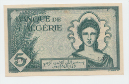 Algeria 5 Francs 16-11- 1942 AUNC (one Small Stain) P 91 - Algérie