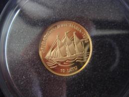 Latvia 10 Lats / Lati  Gold Coin 999 1/25 Oz. 1997  Year   Proof Sailing Ship 	 / Galleon Julija Marija  Very Rare Coin - Lettonie