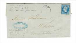 France // Lettre Pour Chollet Le 20 Novembre 1868 - 1863-1870 Napoleon III With Laurels