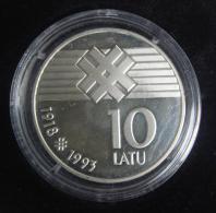 LATVIAN 10  Lats Silver Collector Coin The 75th Anniversary Of The State Of LATVIA PROOF - FIRST SILVER COIN - Lettonia