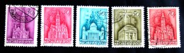 Lot, Série De 5 Timbres Stamps Monument Architecture Hongrie Magyar 1918 O TBE - Oblitérés