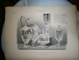 PLANCHE L ART ET L INDUSTRIE VERRES A BOIRE ET AUTRES OBJETS EN VERRE  ANNEE 1886 - Otros Planes