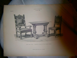 PLANCHE L ART ET L INDUSTRIE FAUTEUIL TABLE ET CHAISE  ANNEE 1886 - Otros Planes