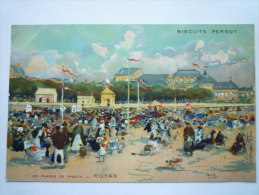 Illustrateur  Luigi  LOIR  :  Carte  PUB Des Biscuits  PERNOT  -  Les Plages De France  "ROYAN" - Loir