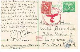 CARTE POSTALE . TAXE/SUISSE .OBLITERE .27.12.1943. UTRECHT/LUGANO. C/.S.B.K. Nr:56y. Y&TELLIER Nr:69. MICHEL Nr:56x. - Storia Postale