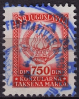 1961 Yugoslavia - Consular Revenue Stamp - 750 Din - Officials