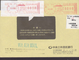 Japan Airmail THE CHUO MNSUI TRUST & BANKING Co. Ltd. TOKYO Meter Stamp 2002 Cover Brief (2 Scans) - Briefe U. Dokumente