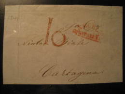 BARCELONA To Cartagena Murcia 10 Cancel Red Frontal Front Letter Catalonia Spain PREPHILATELY - ...-1850 Prefilatelia