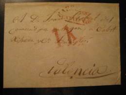 BARCELONA To Valencia 11 Cancel Red Frontal Front Letter Catalonia Spain PREPHILATELY - ...-1850 Préphilatélie