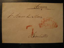 BARCELONA To Barbastro Huesca 7 Cancel Red Frontal Front Letter Catalonia Spain PREPHILATELY - ...-1850 Prefilatelia