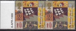 MNH  Pair 1999, Settlers Tale, Ship, Australia Migration, Kangaroo , History, Great Britain, United Kingdom - Unused Stamps
