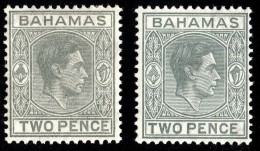 BAHAMAS 1938 KING GEORGE VI 2d GRAY 2 Diff. PLATES SC# 103 VF OG HR (NODEL0187) - 1859-1963 Kronenkolonie